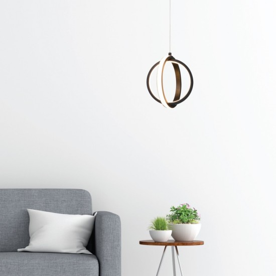 Κρεμαστό φωτιστικό LED 16W 3CCT απο μάυρο αλουμίνιο και ακρυλικό 20x20cm (6057- Black) - INLIGHT