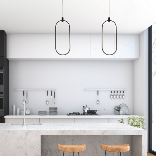 Κρεμαστό φωτιστικό LED 14W 3CCT απο μάυρο αλουμίνιο και ακρυλικό 17x52cm (6058- Black) - INLIGHT