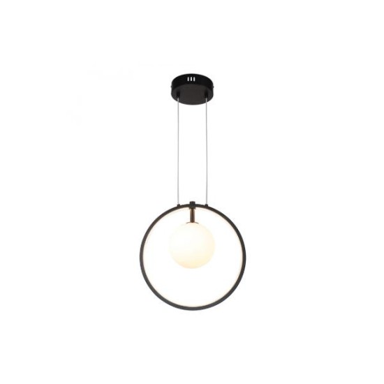 Κρεμαστό φωτιστικό LED 14W 3000K και 1XG9 σε μαύρο χρώμα D:30cm (6061-BL) - INLIGHT