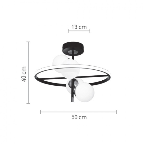 Κρεμαστό φωτιστικό LED 20W 3000K και 4XG9 σε μαύρο και χρυσαφί χρώμα D:50cm (6063) - INLIGHT