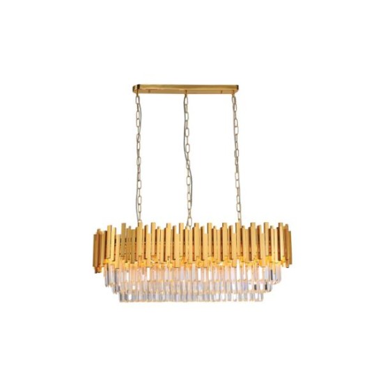 Pendant light made in gold aluminium and crystal 12XE14 D:100cm (6069-12) - INLIGHT