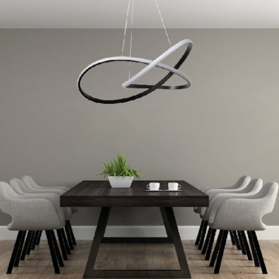 Κρεμαστό φωτιστικό LED 45W 3CCT απο μάυρο αλουμίνιο και ακρυλικό 60cm (6081- Black) - INLIGHT