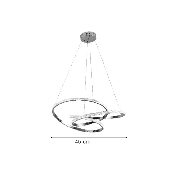 Κρεμαστό φωτιστικό LED 40W 3CCT απο χρώμιο μέταλλο και ακρυλικό D:45cm (6092-B-Chrome) - INLIGHT