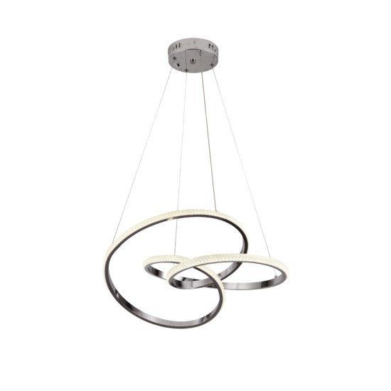 Κρεμαστό φωτιστικό LED 40W 3CCT απο χρώμιο μέταλλο και ακρυλικό D:45cm (6092-B-Chrome) - INLIGHT