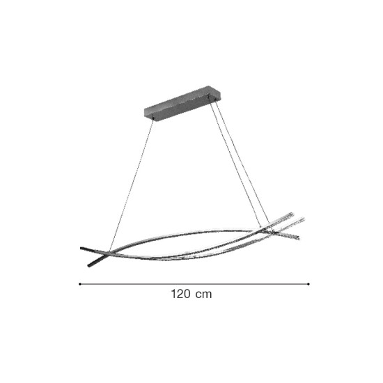 Κρεμαστό φωτιστικό LED 50W 3CCT απο χρώμιο μέταλλο και ακρυλικό 120cm  (6093- Chrome) - INLIGHT