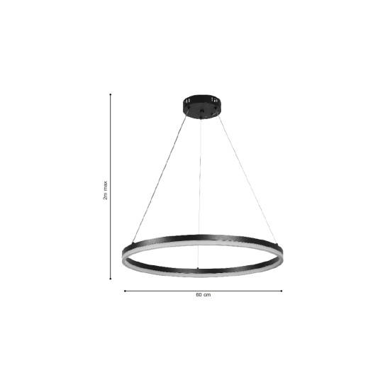 LED pendant light LED 30W 3CCT (by switch on base) D:60cm (6095-C-Black) - INLIGHT