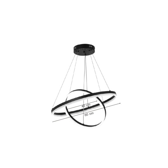 LED pendant light LED 58W 3CCT (by switch on base) D:60cm (6095-B-Black) - INLIGHT