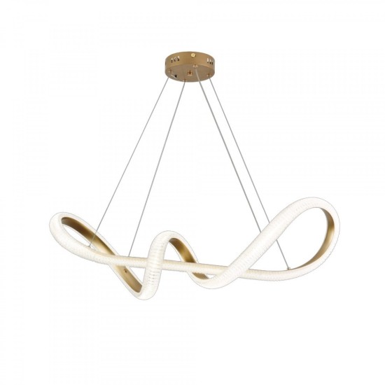 Κρεμαστό φωτιστικό LED 40W 3CCT απο Χρυσό αλουμίνιο και ακρυλικό 80cm  (6098- Golden) - INLIGHT