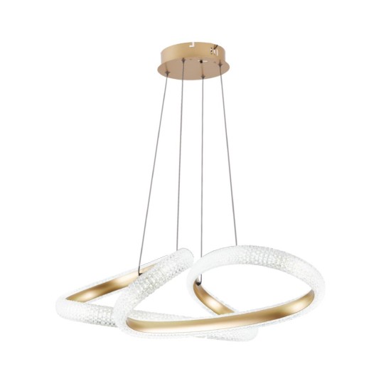 Κρεμαστό φωτιστικό LED 40W 3CCT απο χρυσό μέταλλο και ακρυλικό 60cm  (6100- Golden) - INLIGHT