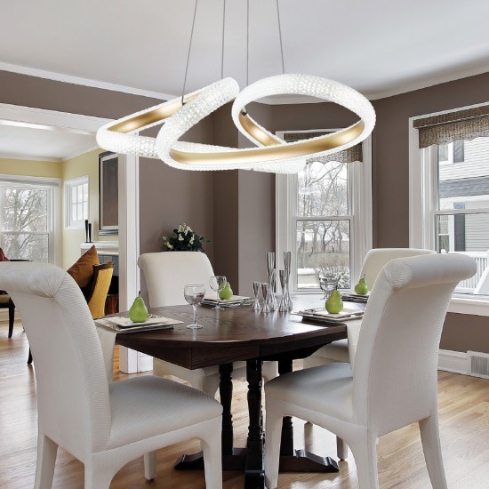 Κρεμαστό φωτιστικό LED 40W 3CCT απο χρώμιο μέταλλο και ακρυλικό 60cm  (6101- Chrome) - INLIGHT