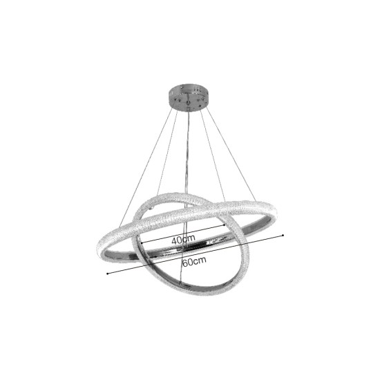 Κρεμαστό φωτιστικό LED 50W 3CCT απο χρώμιο μέταλλο και ακρυλικό 60cm  (6102- Chrome) - INLIGHT