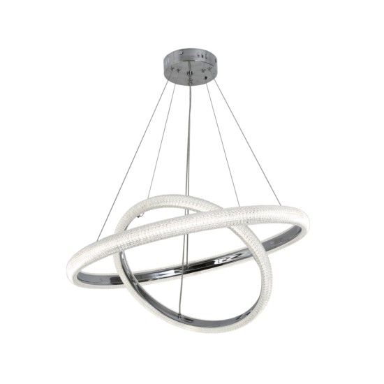 Κρεμαστό φωτιστικό LED 50W 3CCT απο χρώμιο μέταλλο και ακρυλικό 60cm  (6102- Chrome) - INLIGHT