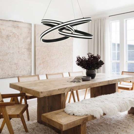 Κρεμαστό φωτιστικό LED 70W 3CCT απο μάυρο αλουμίνιο & Ακρυλικό (6105-Black) - INLIGHT