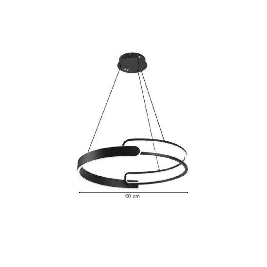 LED pendant light LED 50W 3CCT (by switch on base) D:60cm (6107-Black) - INLIGHT