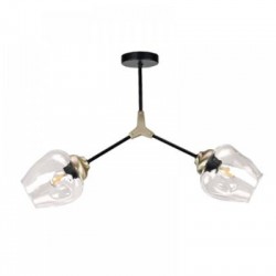 Κρεμαστό φωτιστικό από μαύρο μέταλλο και διάφανο γυαλί 2XE27 D:60cm (6129-2-GL) - INLIGHT