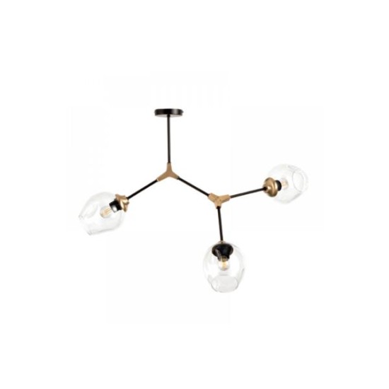 Κρεμαστό φωτιστικό από μαύρο μέταλλο και διάφανο γυαλί 2XE27 D:60cm (6129-2-GL) - INLIGHT