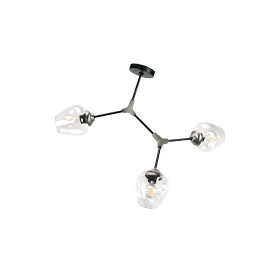 Κρεμαστό φωτιστικό από μαύρο μέταλλο και διάφανο γυαλί 2XE27 D:60cm (6129-2-GL) - INLIGHT