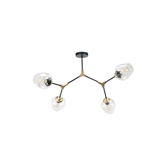 Κρεμαστό φωτιστικό από μαύρο μέταλλο και διάφανο γυαλί 2XE27 D:60cm (6129-2-GL) - INLIGHT