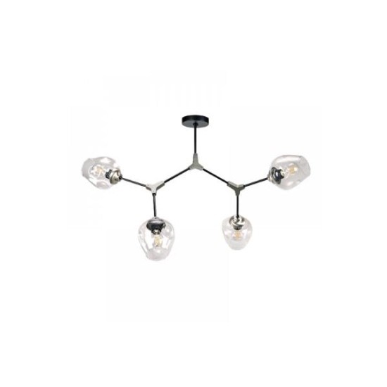 Κρεμαστό φωτιστικό από μαύρο μέταλλο και διάφανο γυαλί 2XE27 D:60cm (6129-2-GL) - INLIGHT