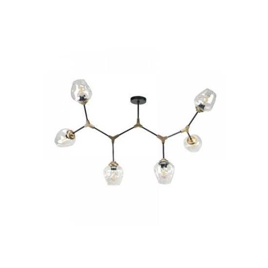 Κρεμαστό φωτιστικό από μαύρο μέταλλο και διάφανο γυαλί 2XE27 D:60cm (6129-2-GL) - INLIGHT