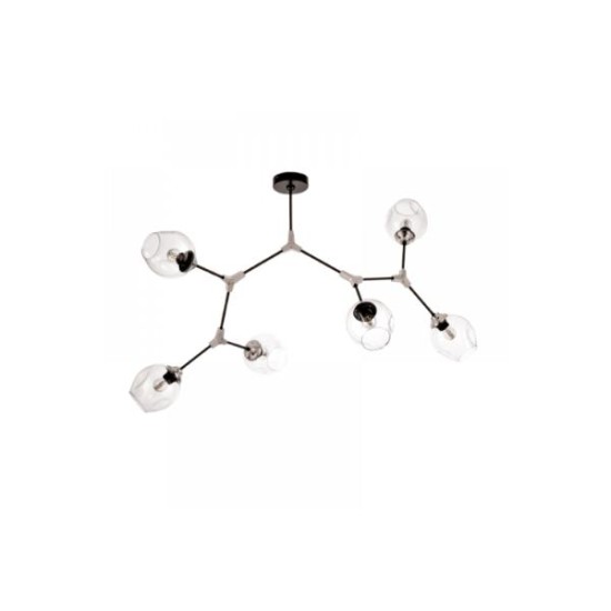 Κρεμαστό φωτιστικό από μαύρο μέταλλο και διάφανο γυαλί 2XE27 D:60cm (6129-2-GL) - INLIGHT