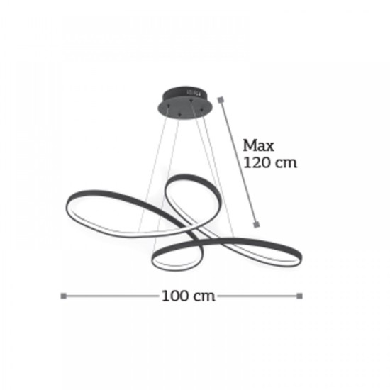 Κρεμαστό φωτιστικό LED 56W 3CCT απο μάυρο αλουμίνιο και ακρυλικό 100cm (6150- Black) - INLIGHT