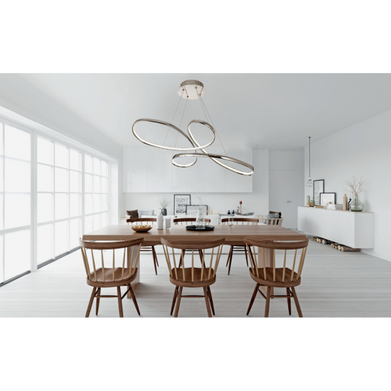 Κρεμαστό φωτιστικό LED 56W 3CCT απο χρώμιο αλουμίνιο και ακρυλικό 100cm (6151- Chrome) - INLIGHT