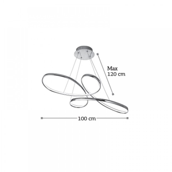 Κρεμαστό φωτιστικό LED 56W 3CCT απο χρώμιο αλουμίνιο και ακρυλικό 100cm (6151- Chrome) - INLIGHT