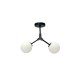 Pendant light made in black metal and opal glass 2XE27 D:40cm (6167-2-GL) - INLIGHT