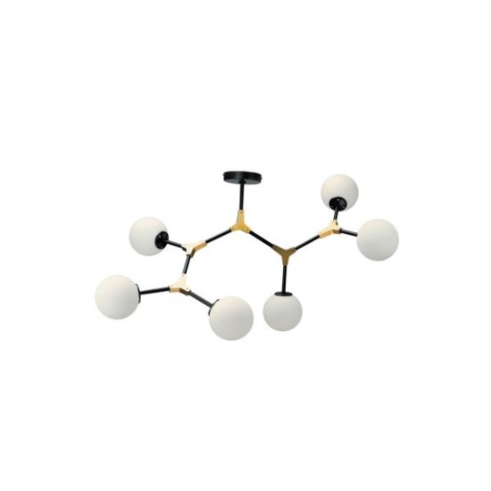 Pendant light made in black metal and opal glass 2XE27 D:40cm (6167-2-GL) - INLIGHT