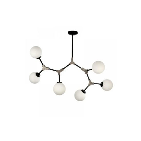Pendant light made in black metal and opal glass 2XE27 D:40cm (6167-2-GL) - INLIGHT