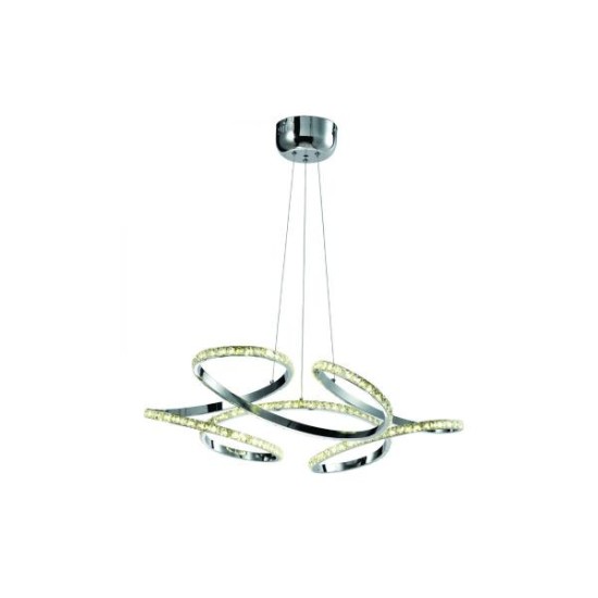 Κρεμαστό φωτιστικό LED 52W 4000k απο χρώμιο μέταλλο και κρύσταλλο D60cm  (6181- Chrome) - INLIGHT