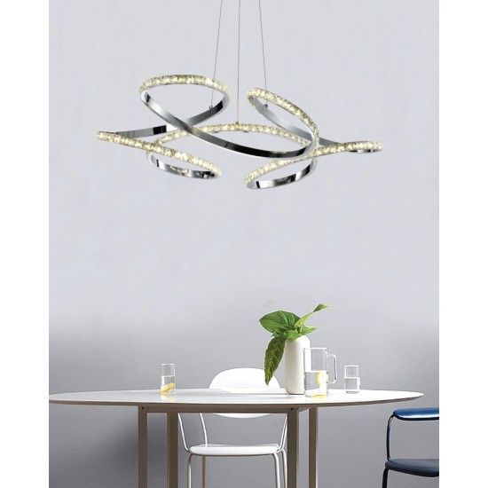 Κρεμαστό φωτιστικό LED 52W 4000k απο χρώμιο μέταλλο και κρύσταλλο D60cm  (6181- Chrome) - INLIGHT