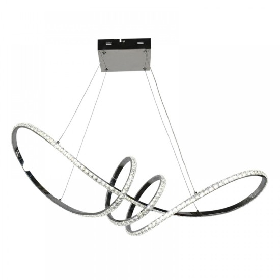 Κρεμαστό φωτιστικό LED 52W 4000k απο χρώμιο μέταλλο και κρύσταλλο 90x120cm (6182-Chrome) - INLIGHT