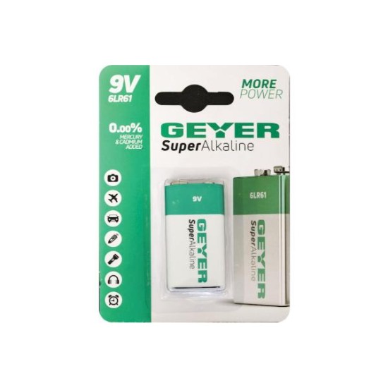 Μπαταρία αλκαλική 9V 6LR61 Super Alkaline - GEYER
