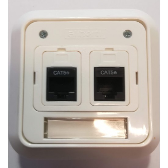 Πρίζα πληροφορικής 2γραμμών RJ45 DATA CAT5e UTP -  Λευκό - Siros 575 - aliberti