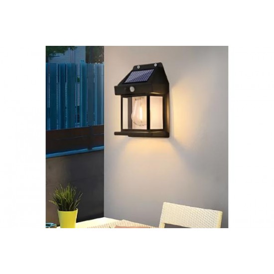 Φωτιστικό επίτοιχο ηλιακής ενέργειας εξωτερικού χώρου IP65 / 3W 3000K σε μαύρη απόχρωση Faber (80204411S) - Inlight