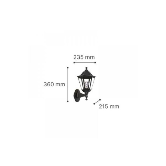 Επιτοίχιο φωτιστικό φανάρι Up / Down 1xE27 Μάυρο - Redfish - Inlight