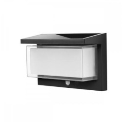 Φωτιστικό επίτοιχο ηλιακής ενέργειας ντιμαριζόμενο με ανιχνευτή κίνησης & ημέρας νύχτας  εξωτερικού χώρου IP65 / 8W 3000K σε μαύρη απόχρωση Juniper (80206711S) - Inlight