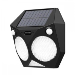 Φωτιστικό επίτοιχο ηλιακής ενέργειας ντιμαριζόμενο με ανιχνευτή κίνησης & ημέρας νύχτας  εξωτερικού χώρου IP65 / 6W 3000K  σε μαύρη απόχρωση Tortoise (80207211S) - Inlight