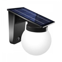 Φωτιστικό επίτοιχο ηλιακής ενέργειας εξωτερικού χώρου IP65 / 1W 3CCT σε μαύρη απόχρωση Baikal (80207310S) - Inlight