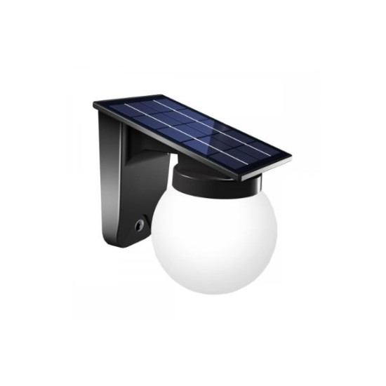 Φωτιστικό επίτοιχο ηλιακής ενέργειας εξωτερικού χώρου IP65 / 1W 3CCT σε μαύρη απόχρωση Baikal (80207310S) - Inlight
