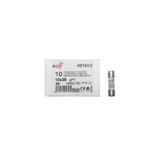 Φυσίγγιο κυλινδρικό 10x38mm 2Α 1000VDC GR DF - adeleq