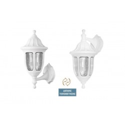 Φανάρι PC Επίτοιχο Στρογγυλό Διπλής Τοποθέτησης. Ε27 IP44 Λευκό - adeleq