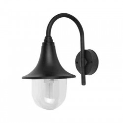Φανάρι PC Επίτοιχο Στρογγυλό Με βραχίωνα. Ε27 IP44 Μάυρο 9-361 - adeleq