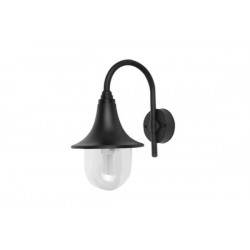 Φανάρι PC Επίτοιχο Στρογγυλό Με βραχίωνα. Ε27 IP44 Μάυρο 9-361 - adeleq