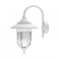 Φανάρι PC Επίτοιχο Στρογγυλό Με βραχίωνα. Ε27 IP44 Λευκό - adeleq