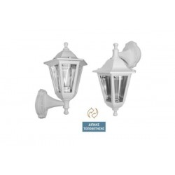 Φανάρι PC Επίτοιχο Εξάγωνο Διπλής Τοποθέτησης. Ε27 IP44 Λευκό - adeleq