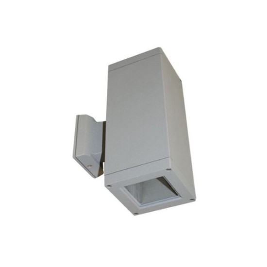 Σπότ Αλουμινίου Επίτοιχο Τετράγωνο Διπλής κατέυθυνσης Γκρί D108mm 2XE27 - adeleq