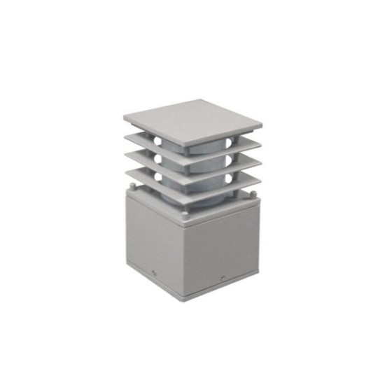 Ground Pillar Aluminum Square with shades without base Lighting Fitting D110mm 7233-200 E27 IP44 grey - adeleq 